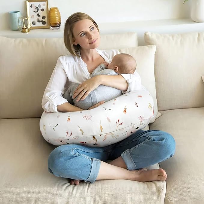 GRSSDER Nursing Pillow Cover Stretchy Minky Removable Nursing Covers for Breastfeeding Pillows, Ultra Soft Comfortable Slipcover for Boy and Girls, Pretty Watercolor Rose Flora, Orange Pink