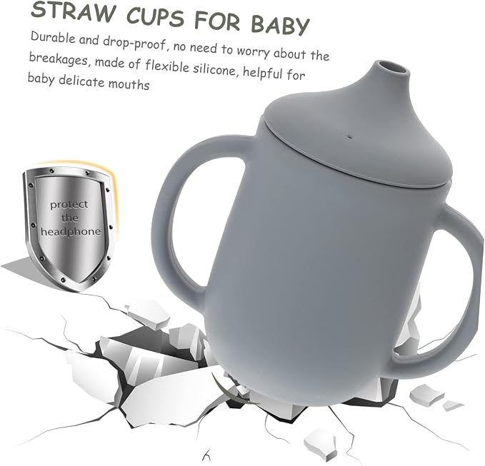 Silicone Sippy Cup for Durable Drop Straw Cup for Comfortable Grip Training Cup for Cold Hot Drinks for Independent Drinking Deep