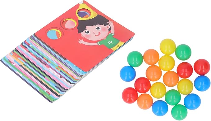 DAN&DRE Color Matching Puzzle Game, Puzzle for Toddlers to Learn Color Sorting with Safe Paper Material, Large Pens and 20 Colorful Balls