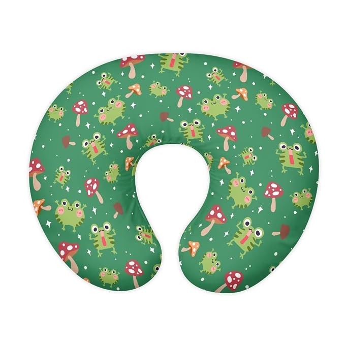 Mushroom Frogs Baby Nursing Pillow Support Cover Portable Comfortable Bottle and Breastfeeding Pillowcase with Hidden Zipper for Boys Girls Baby Gift