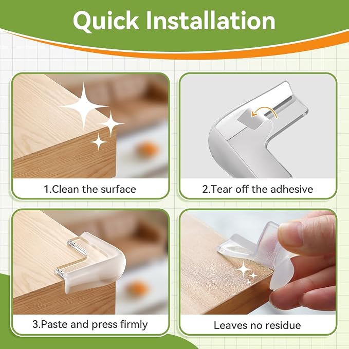SAFELON 8 Pcs Childproof Corner Protector, Baby Safety Table Corner Guard, Silicone Material Baby Proof Bumper Cushion