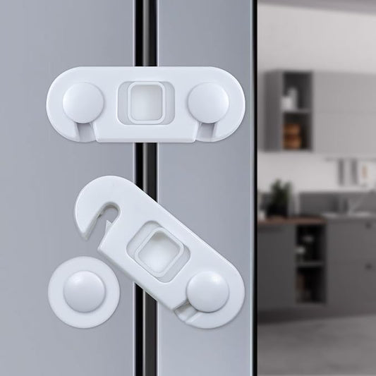 Fridge Lock for Kids, Child Proof Cabinet Locks, Refrigerator Lock with 3M Adhesive, Freezer Locks with Dual-Sided Opening Design, No Drill No Screw, More Security for Baby/Pets (6 Pack)