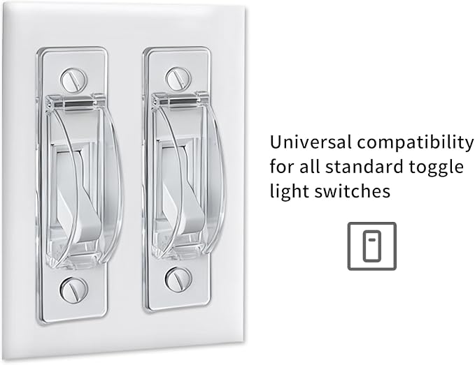 Light Switch Cover Guard, Child Proof Switch Guard 4 Pack for Toggle Switch, Prevent Kids from Turning Lights On/Off, Easy Install Wall Switch Protector（Clear)