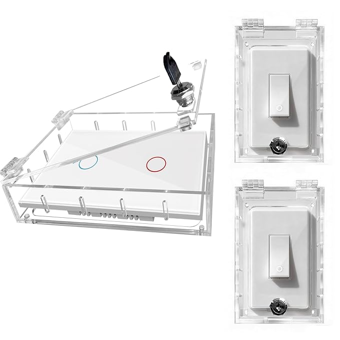 Smart Home Switch Cover 2 Pack,Baby Proof Light Outlet Covers,Child Safety Switch Plate Guard,Wall Plug Box,Kids Electrical Protector Box Fits All Outlet 4.95" H X 3.35" W X 1.77" D or Smaller