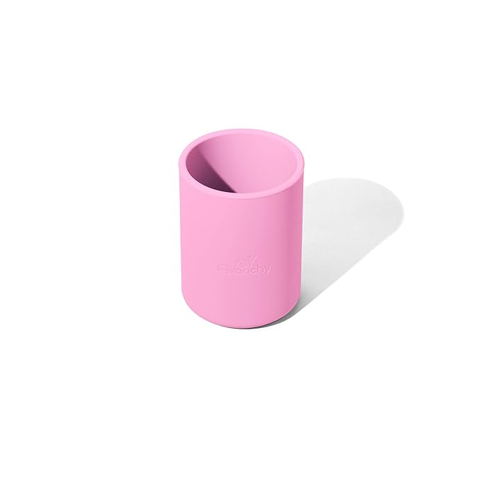 Avanchy Silicone Training Sippy Cup with Straw Lid ??Tiny Cup for Babies 6+ Months to Toddlers 1 Year Old ??5 oz Infant Water Cup for Baby Led Weaning, Pink