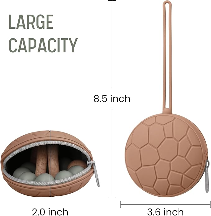 Silicone Pacifier Holder Case, Newborn Baby Pacifier Holder for Boys & Girls (Pale Taupe/Oslo Grey)