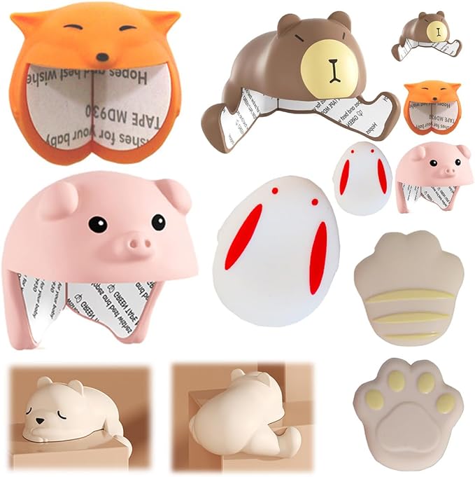 12 Pack Cute Corner Protector for Baby, Silicone Furniture Corner Guard & Edge, 3M Adhesive Pre-Taped, Safety Bumpers Baby Proofing Edge and Corner Guards for Prevent Injury, 6 Shapes