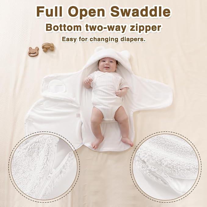 AiWMGL Baby Winter Fleece Swaddle Blanket Boys Girls Warm Soft Plush Sleeping Sacks Adjustable 0-3 Months Newborn Swaddling Wrap