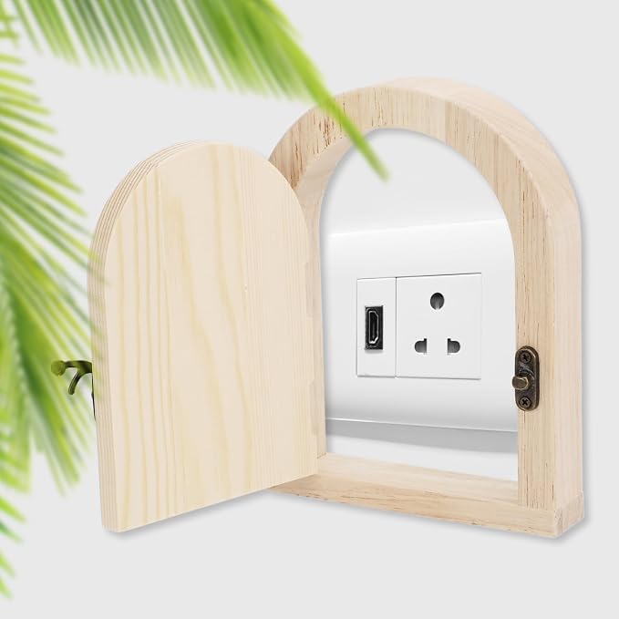 Fairy Door Outlet Covers, Wooden Fairy Outlet Covers with Door Artistic Fancy Romantic Fairy Door Outlet Cover Plate for Children Pet Proofing