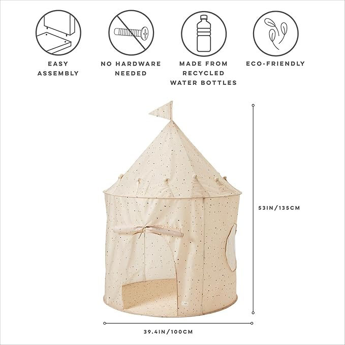 3 Sprouts Kids Play Tent - Sustainable Recycled Fabric ??Fun Spacious Childs Playhouse for Indoor Games for Boys & Girls - Durable Fort Pop Up House for Toddlers & Children Age 3-10 - Terrazzo Beige