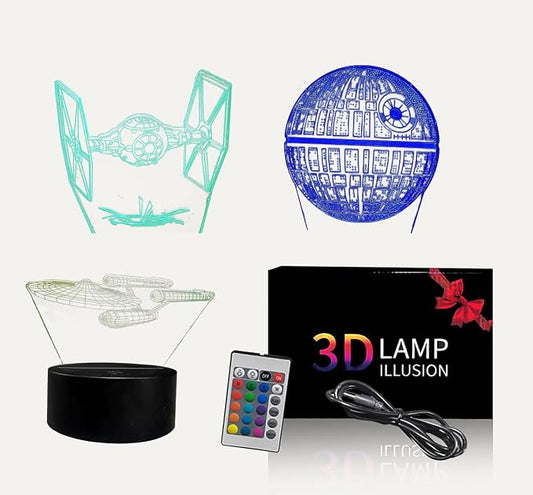 3D Illusion LED Night Light,16 Colors Gradual Changing Touch Switch USB Table Lamp for Holiday Gifts or Home Decorations （3Pattern）