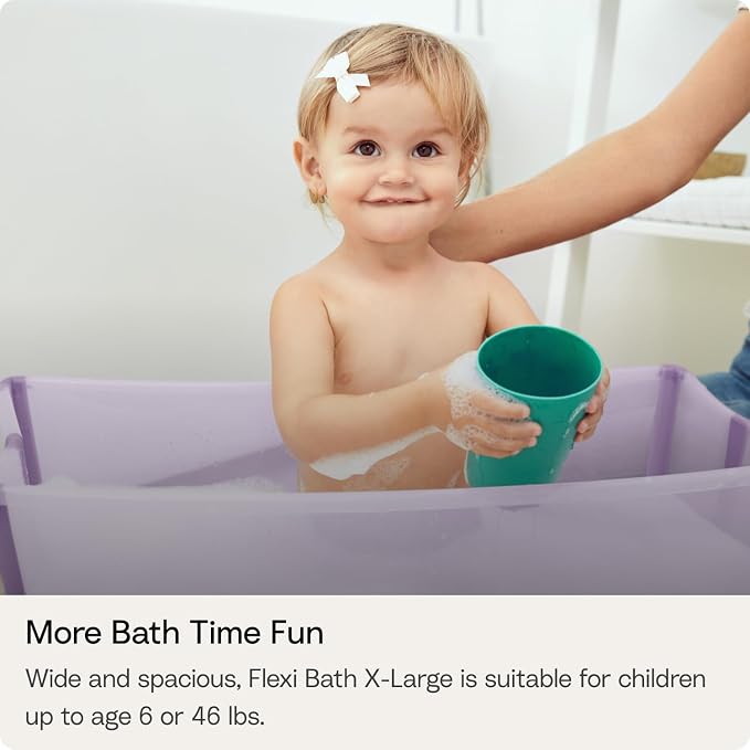Stokke Flexi Bath X-Large Baby Bathtub, Lavender - 31.5 x 15.7 x 9.4 in - Best for Infants & Toddlers - Lightweight, Foldable & Easy to Store - Convenient to Use at Home or Traveling