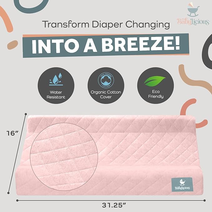 Contoured Baby Changing Pad ??Waterproof & Breathable Diaper Changing Pad | Removable Washable Cover, Non-Slip Base & Safety Strap | Standard Size for Dresser & Changing Table Pads