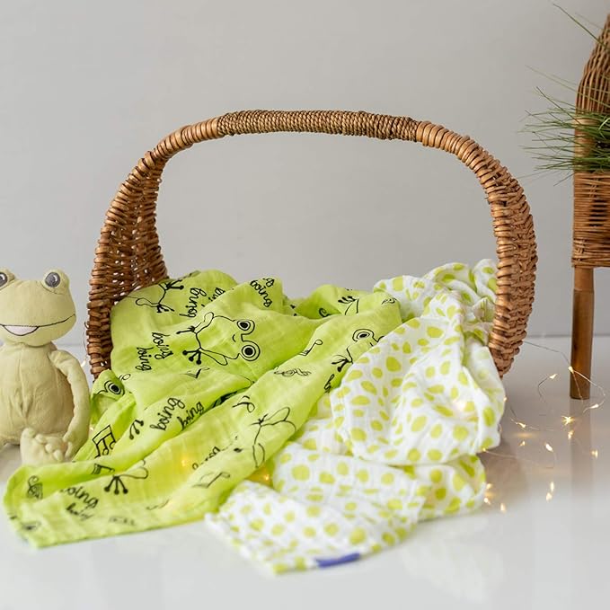 Milk&Moo Cacha Baby Swaddle Blanket, 100% Cotton, Muslin Swaddle Blankets, Ultra Soft, Breathable, Lightweight, Set of 2 Muslin Blanket for Boys and Girls Made in Turkiye