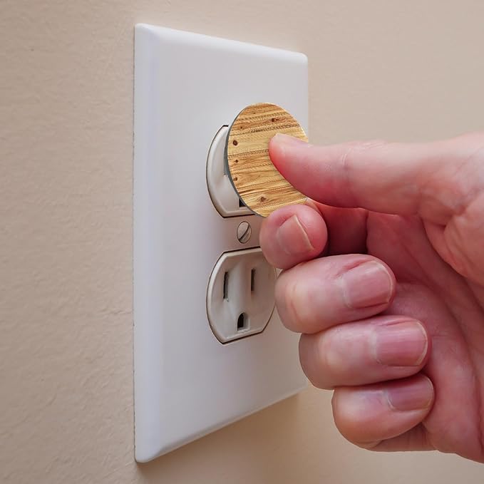 Baby Safety Outlet Plug Electrical Socket Covers, Pine Flooring Boards Texture (3)