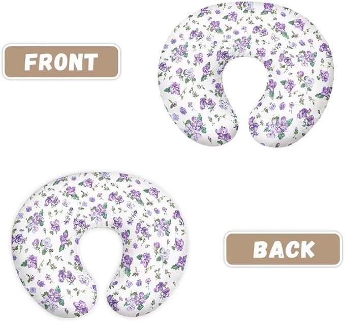 Purple Floral Nursing Pillow Covers for Breastfeeding Comfortable and Breathable Nursing Pillow Cover Pillow Slipcover for Baby Girls Fits Infant Nursing Pillow Case