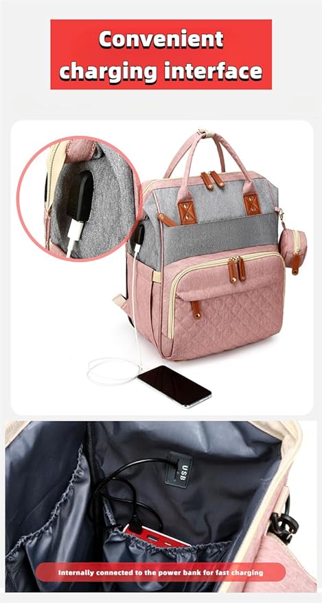 Diaper Bag Backpack, Multifunctional Travel Baby Bag with Changing Pad, Insulated Bottle Holders, Pacifier Case & Stroller Straps, Large Capacity Water Resistant, Unisex (Light Gary)