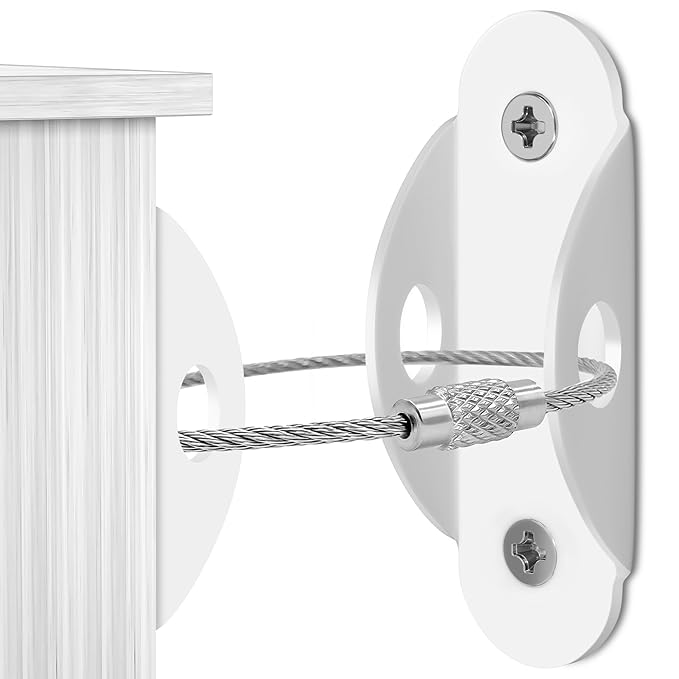 4our Kiddies 10 Pack Furniture Anchors for Baby Proofing, Anti Tip Furniture Wall Anchors, Secure 400 Pounds Cabinet, Bookcase, Dresser to Wall, Earthquake Furniture Straps for Child Safety
