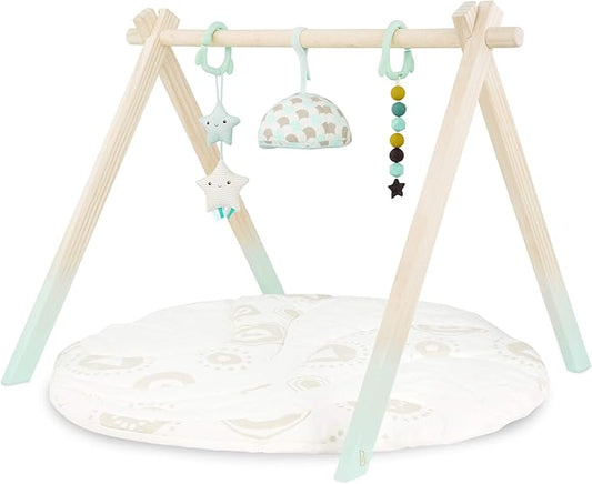 B. toys ??Wooden Baby Play Gym ??Activity Mat ??Starry Sky ??3 Hanging Sensory Toys ??Natural Wood ??Babies, Infants