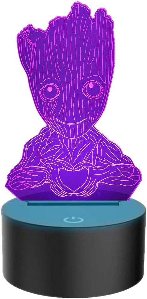 Groot 3D Night Light,Kids 7 Color Touching Decor Table Light,Optical Illusion 7 Colors Changing Christmas Birthday Valentine's Day Gifts for Kids Amazing Light