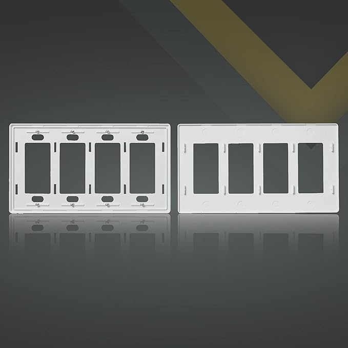 Faith Electric 4-Gang Decorator Screwless Wall Plates Child Safe Outlet Covers, 4.68"H x 8.4" L, Fits GFCI, USB Receptacles, Dimmers, and Lighting Controls, ETL Listed, White