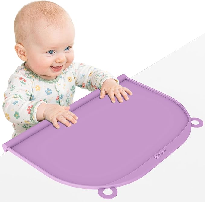 Large Silicone Suction Table Mat, 17" x 12" Thick Placemat with Edge-Bumper, Raised Edge Leakproof, Non-Slip for Kids Toddler Baby Essentials Dinning, Restaurant Eating, Plates, Art, Craft & Painting
