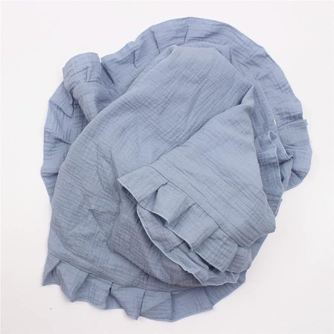 Newborn Baby Blanket, Toddler Blanket, 100% Cotton 4 Layers Soft Swaddling Receiving Blanket with Ruffle, Breathable and Lightweight Blanket, 34 x 26 inch