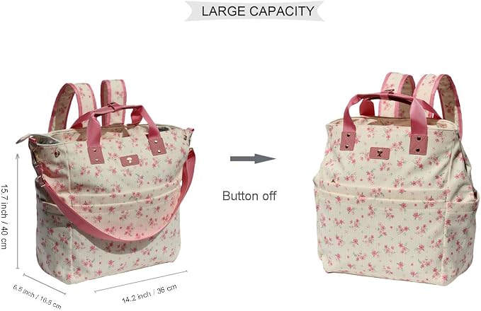 ESVAN Diaper Tote Bag Totepack Backpack Crossbody Bag 3 in 1 for Women Laptop Backpack Multifunctional with Insulated Pockets