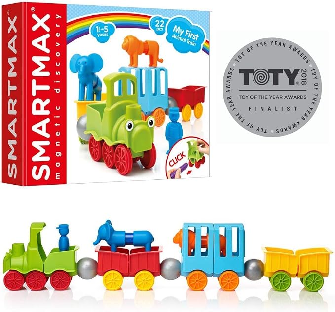 SmartMax My First Animal Train STEM Magnetic Discovery Play Set with Moving Train and Soft Animals for Ages 1-5