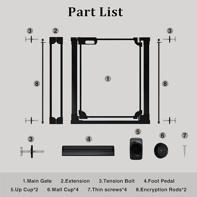 WAOWAO Clear Baby Gate for Stairs Modern Design Acrylic Auto Close Pet Gate, 29.52-37.79" Wide Safety Baby Gate for Doorways,Black Clear Dog Gates Indoor,Hallways,Kitchen