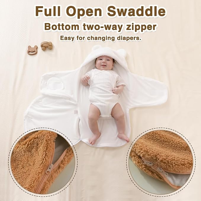 AiWMGL Baby Winter Fleece Swaddle Blanket 0-3 Months Boys Girls Warm Adjustable Newborn Swaddling Wrap Soft Plush Sleeping Sacks