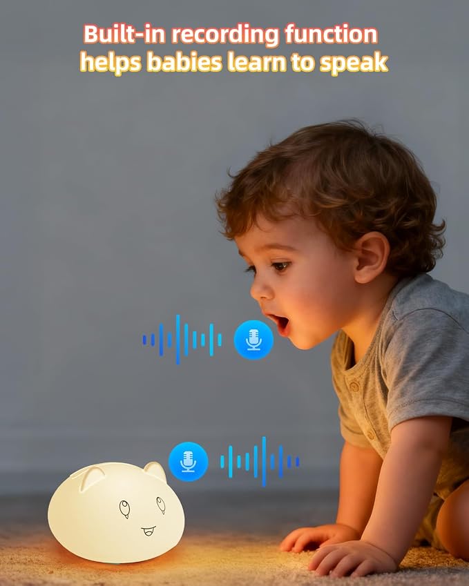 Capybara Night Light for Kids, Cute Animal Silicone Touch Lamp with Bluetooth Speaker, APP Control RGB Color Changing, Timer & Alarm Clock, Rechargeable Nursery Nightlight for Baby Girls Boys Bedroom