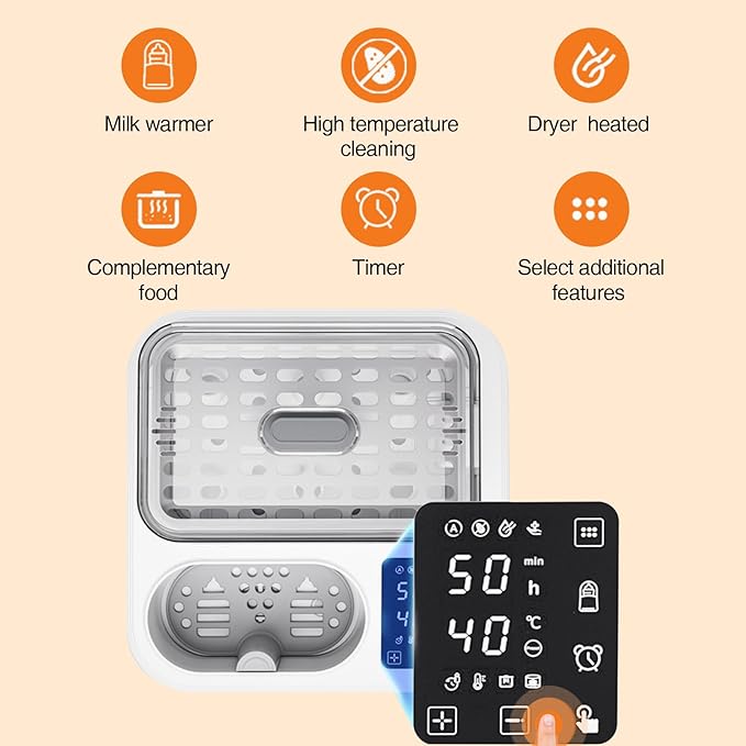 Baby Bottle Warmer,8-in-1 Smart Fast Baby Milk Warmer with LCD Timer for Breastmilk or Formula, Accurate Temperature Control, with Defrost, Sanitizer and Dryer, Keep, Heat Baby Food Jars