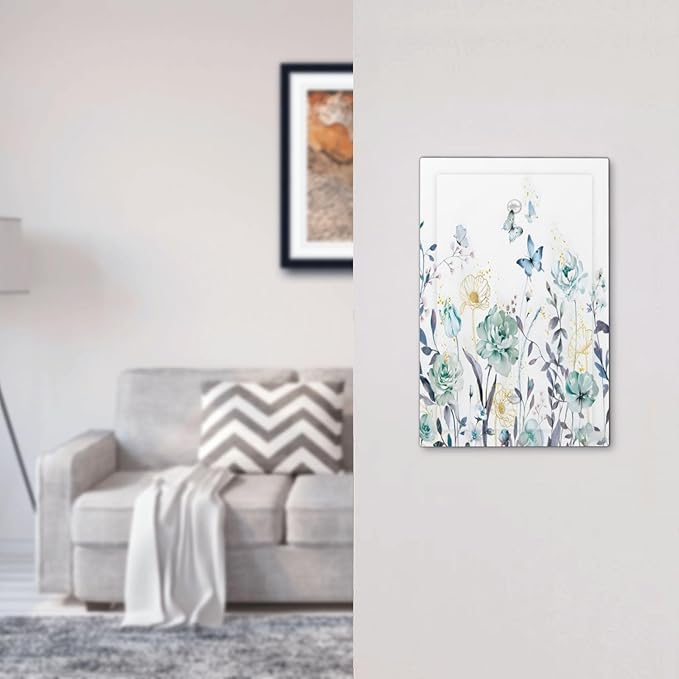 Romantic Floral Butterfly Leaf Flower Golden Pollen Light Switch Cover Plate 1 Gang No Device Blank Electrical Wall Plates Faceplate Decorative Switch Plate Covers for Bedroom Living Room Decor