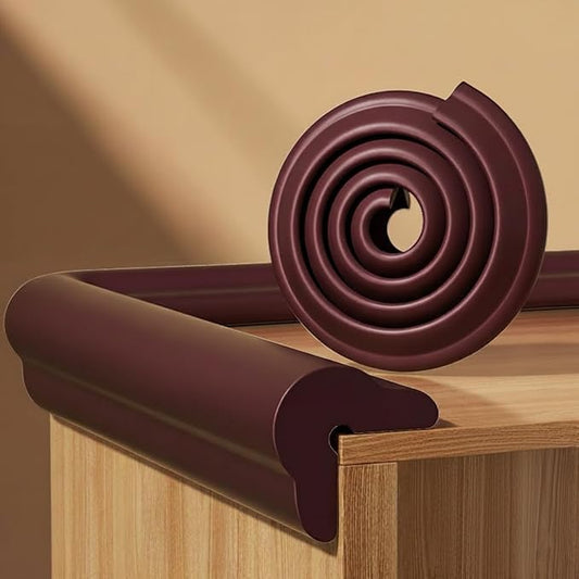 Edge Protector for Baby, Desk Edge Cushion, Baby Proofing Edge Corner Protectors Self Adhesive Furniture Corner Guard Bumper for Table, Fireplace (Brown, 6.56ft)