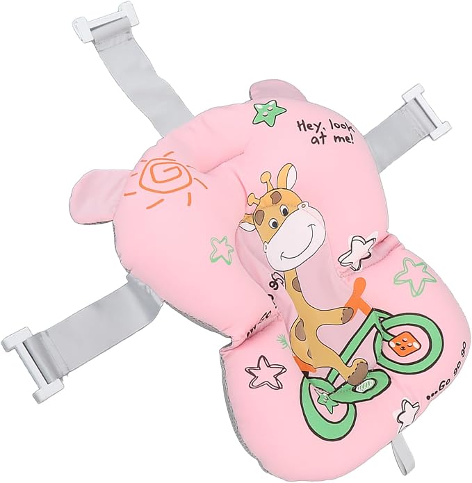 Garosa Baby Bath Pad, Newborn Bathtub Mat Infant Bath Support for 0-12 Months Nonslip Floating Bath Seat with Soft Tub Pillow for Safe Baby Bathing