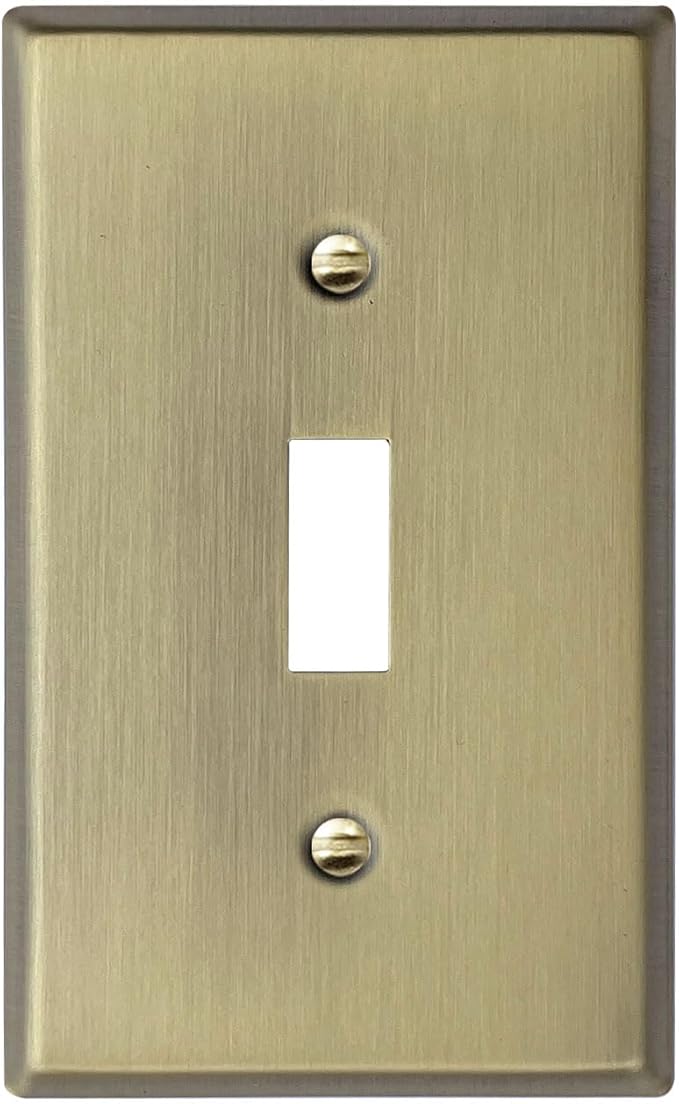 Rio Salto BRASS Signature Collection Midsize Antique Gold Toggle Light Switch Covers Metal Wall Plate Single Togle Switch Wall Plate Gang Toggle Switch Vintage Matte Gold