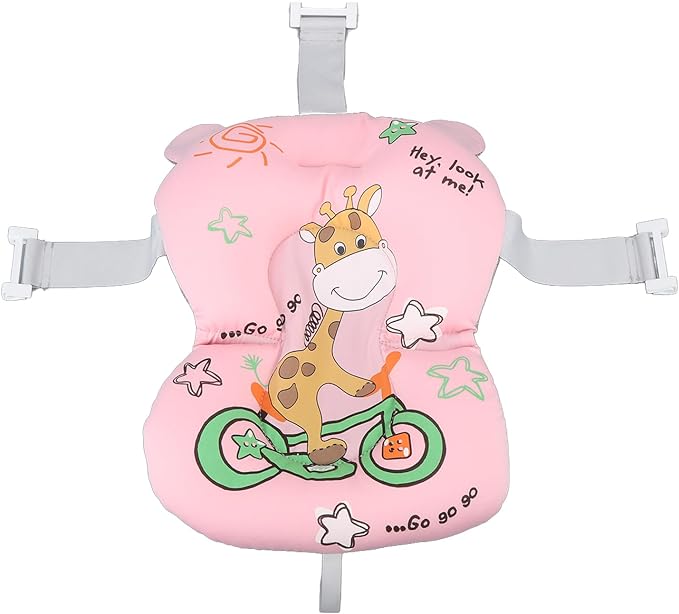 Garosa Baby Bath Pad, Newborn Bathtub Mat Infant Bath Support for 0-12 Months Nonslip Floating Bath Seat with Soft Tub Pillow for Safe Baby Bathing