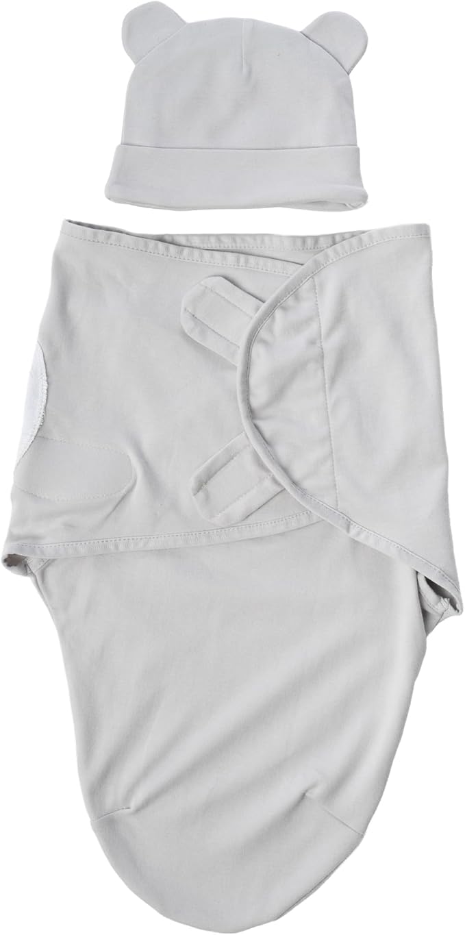 Cuddle Club Swaddles for Newborns - Baby Swaddle Blanket for Boys & Girls - Adjustable Hook-and-Loop Cotton Wrap for Newborn 0-3 & 3-6 Months with hat