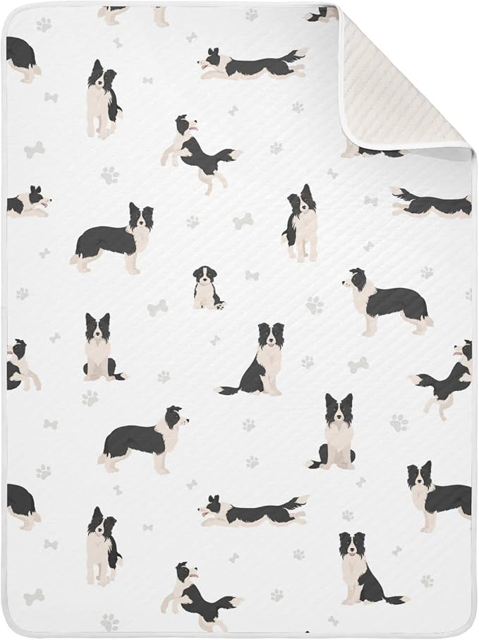 Ollabaky Dogs Border Collie Baby Blanket for Boys Girls Cotton Throw Blanket Swaddle Blanket for Crib Stroller Nursery Receiving Blanket Infant Toddler Unisex 30"x40"