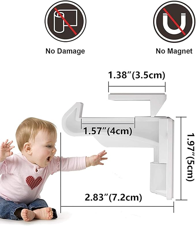 15 Pack Upgraded Invisible Baby Proofing Cabinet Latch Locks ??No Drilling or Tools Required, Strong Adhesive, Works with Countertop Overhangs, Secure Child Safety Locks for Cabinets & Drawers