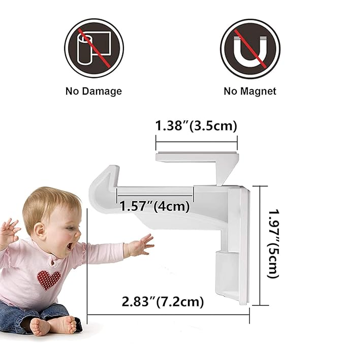 8 Pack Upgraded Invisible Baby Proofing Cabinet Latch Locks – No Drilling or Tools Required, Strong Adhesive, Works with Countertop Overhangs, Secure Child Safety Locks for Cabinets & Drawers