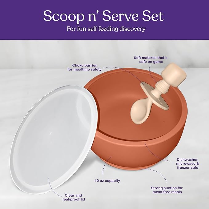 Suction Bowl with Lids and Spoons, Infant Babies & Toddler, Baby Bowls 0-6 Months, Extra Strong Baby Suction Bowls, Baby Feeding Essentials, Silicone Baby Feeding Set, BPA Free Baby Bowls