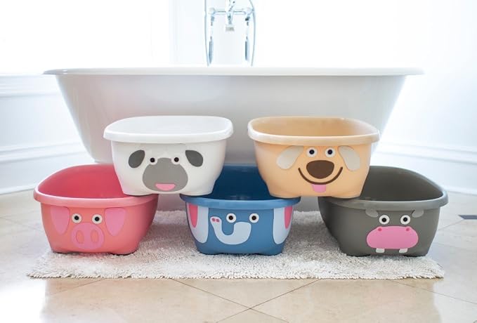 Prince Lionheart TUBIMAL Infant and Toddler Bath Tub - DOG | Tub Becomes a Storage Bin | Include a Stackable Lid and Infant Mesh Hammock | Innovative Outside Drain Plug | Perfect Bin for Toy Storage