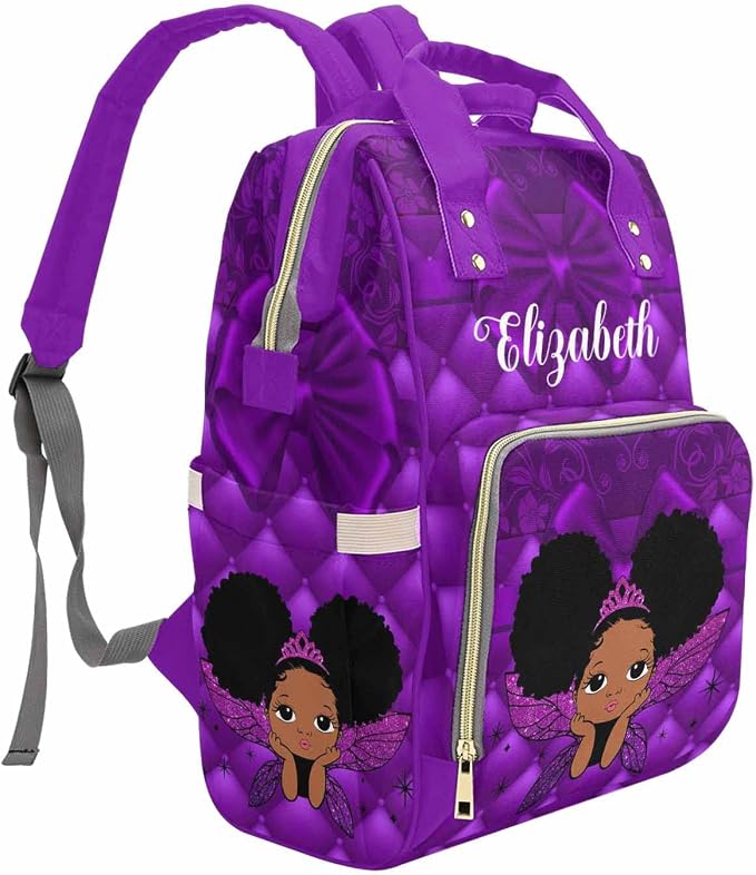 M YESCUSTOM Custom Name Diaper Bag Backpack Personalized Mommy Nursing Bag for Women Waterproof Large Capacity Travel Daypack Purple