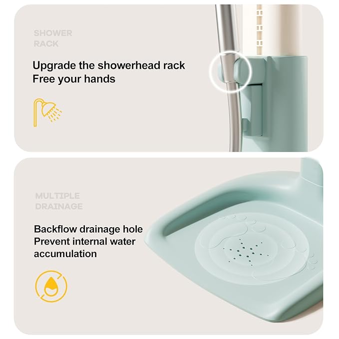 Baby Shower Stand, Foldable Baby Duck Frug Bath Stand Adjustable Infant Bath Support Toddler Shower Stands with Anti-Slip Base Drainage Holes Showers Head Holder for Infants 8-24 Months Gift Yellow C