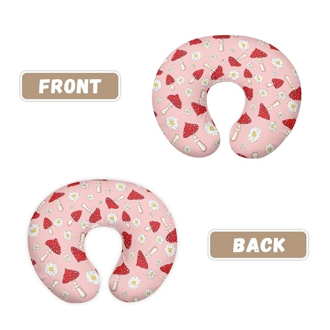 Mushroom Daisy Nursing Pillow Covers for Breastfeeding Pillow, Cozy Nursing Slipcover Breastfeeding Pillow Covers for Breastfeeding Mom