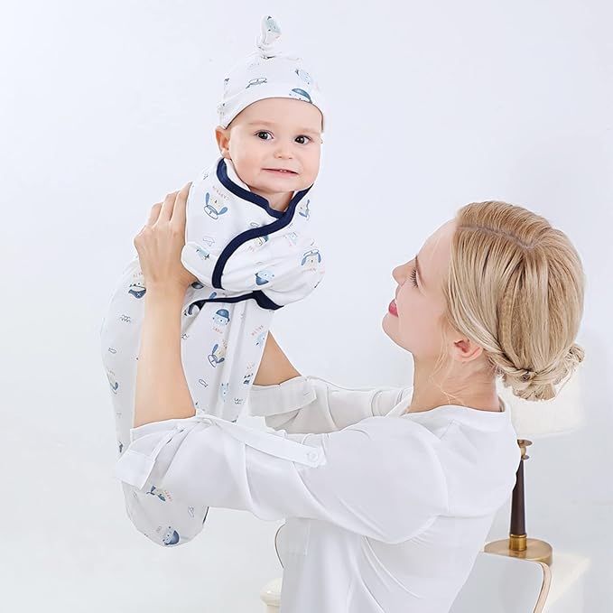 insular Baby Swaddle Wrap, Swaddle Blanket for Newborn and Infant, Adjustable Swaddling Set for Boy and Girl, Soft Cotton Baby Sleep Sack 3 Pack, Clouds, Small(0-3 Month)