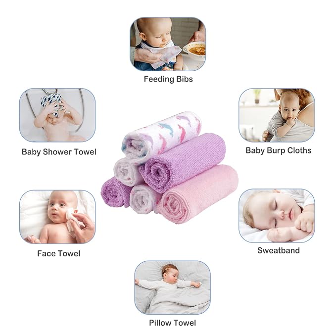 Viviland Baby Washcloths, Soft 24 Pack Baby Wash Cloths Unisex for Boys Girls, Super Absorbent Baby Face Towel Gentle on Sensitive Skin, Wash Clothes for Baby Face & Body, 9''x 9''