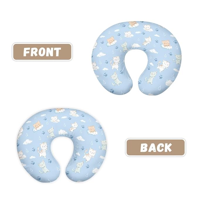 Cloudy Cat Nursing Pillowcase with Concealed Zip Washable Soft and Gentle on Baby's Skin Suitable for Breastfeeding and Bottle Feeding Easy to Clean（Pillowcase Only）